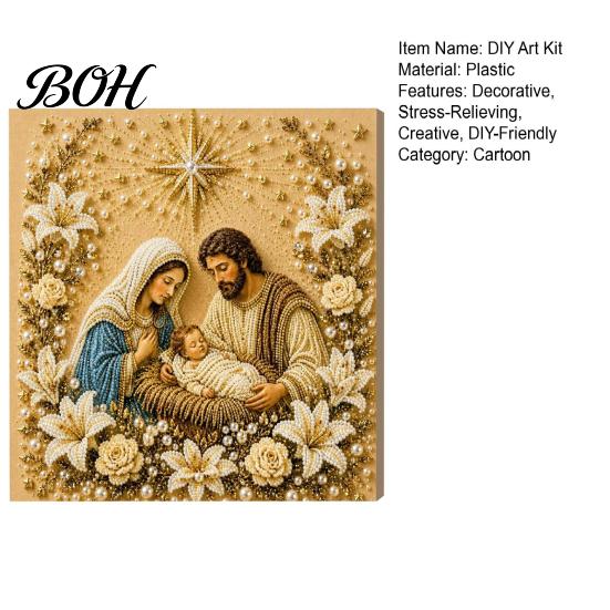 Decorative Balcony Pieces DIY Jesus Pearl Art Kit, Diamond Painting for Adults, Christian Mosaic Colorful Crafting Materials Craft Christ Gem Crafts,