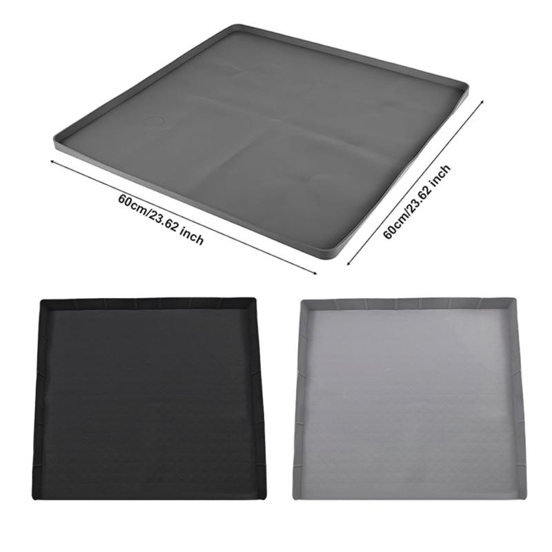 Small Fridge Silicone Mats 23.62x23.62in Washable Drip Pan with Raised Edge Design Protective Mats for Easy Cleaning