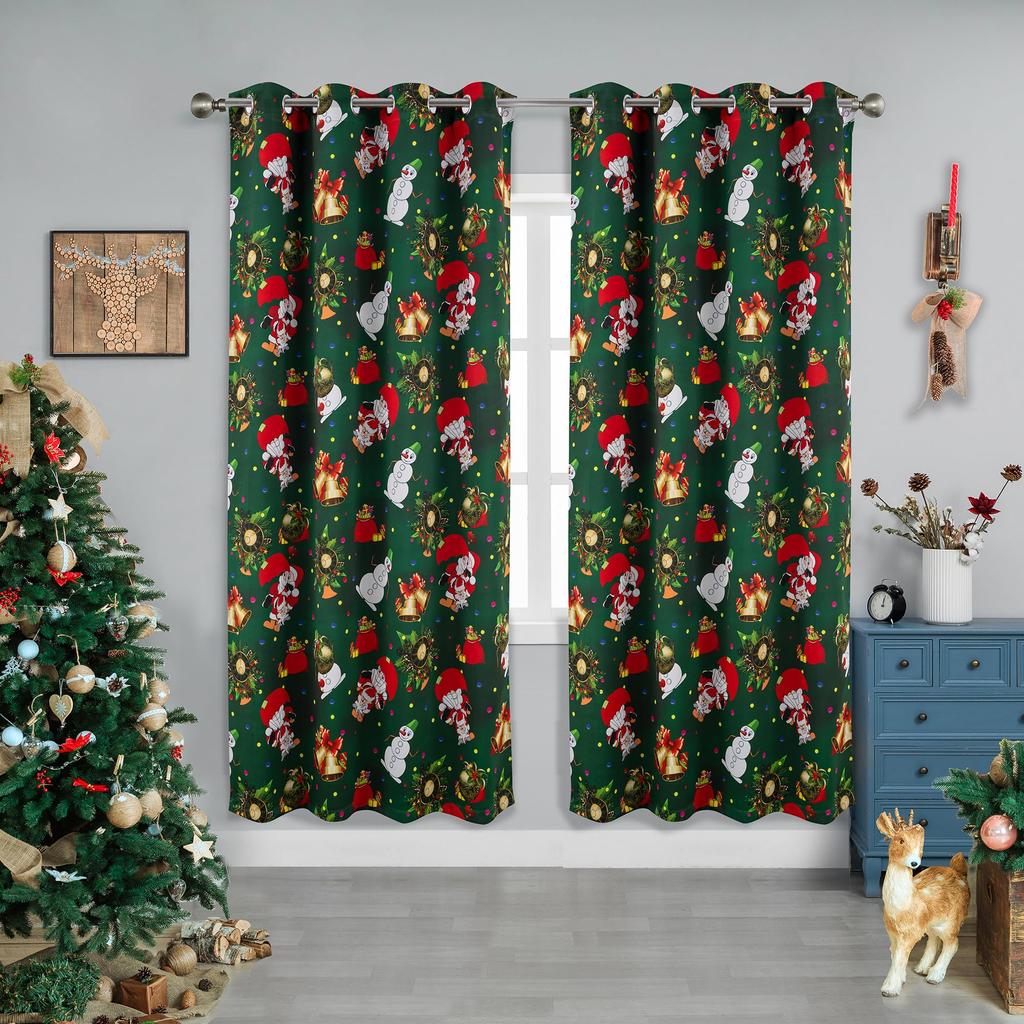 Рождественские затемняющие шторы Панели для спальни Счастливый Санта-Клаус Кухня Ванная комната Гостиная Высокое затемнение Оконные шторы Подарки