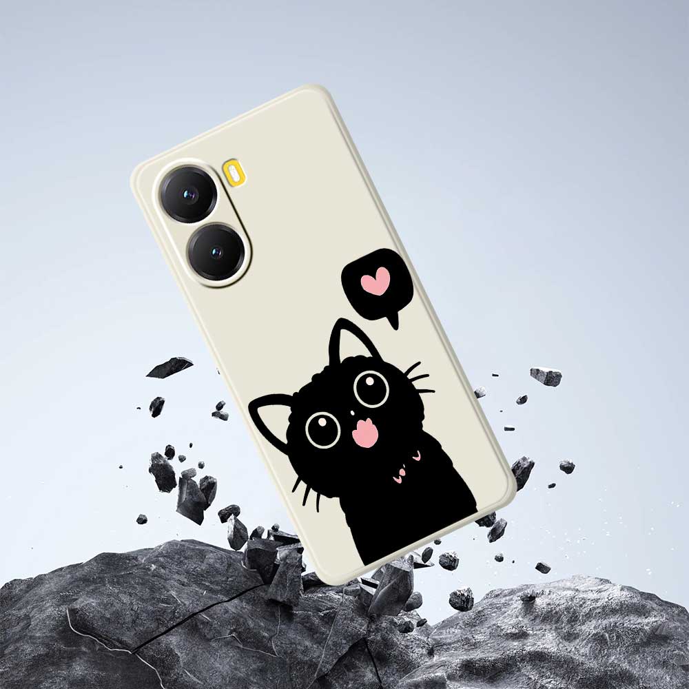 For Xiaomi Redmi Turbo 4 5G/Poco X7 Pro 5G Case Love Black Cat Pattern Printing Straight Edge TPU Phone Back Cover
