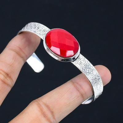 Серебро 925 пробы Овальный Итальянский Коралл Драгоценный камень Сестра Юбилей Свадьба Браслет Ювелирные изделия