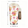 Cute Teddy Bear Holding Heart Print Stainless Steel Insulated Coffee Tumbler Reusable Vacuum Thermal Cup for Travel Office Valentine Gift