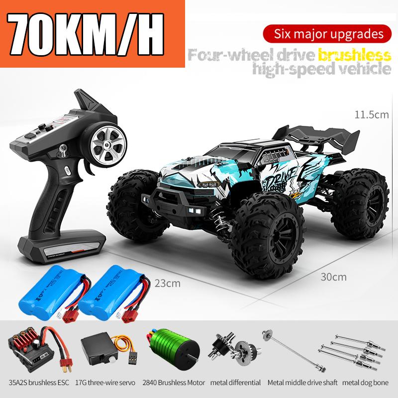 Радиоуправляемая машина Внедорожник 4x4 Высокоскоростная 75 км/ч Машина на пульте управления со светодиодной фарой Бесколлекторный 4WD 1/16 Монстр-трак Игрушки для мальчиков Подарок