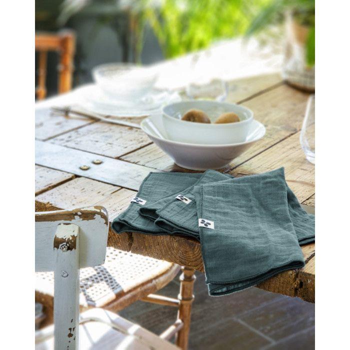 Lot de 3 serviettes de table "Gaïa" 40 x 40 cm "Gaze de Coton" - Gaïa Canard