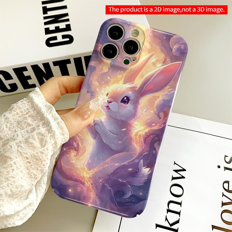 2DFlat Cosmic Rabbit in Nebula Glow All inclusive film hard iPhone case, compatible with iPhone 18 Pro Max 17 16 15 14 13 12 11