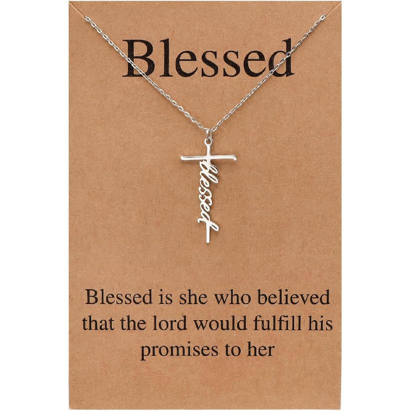 Lcherry Faith Cross Pendant Necklace for Women Religious Christian Jewelry Birthday Christmas Gifts for Women