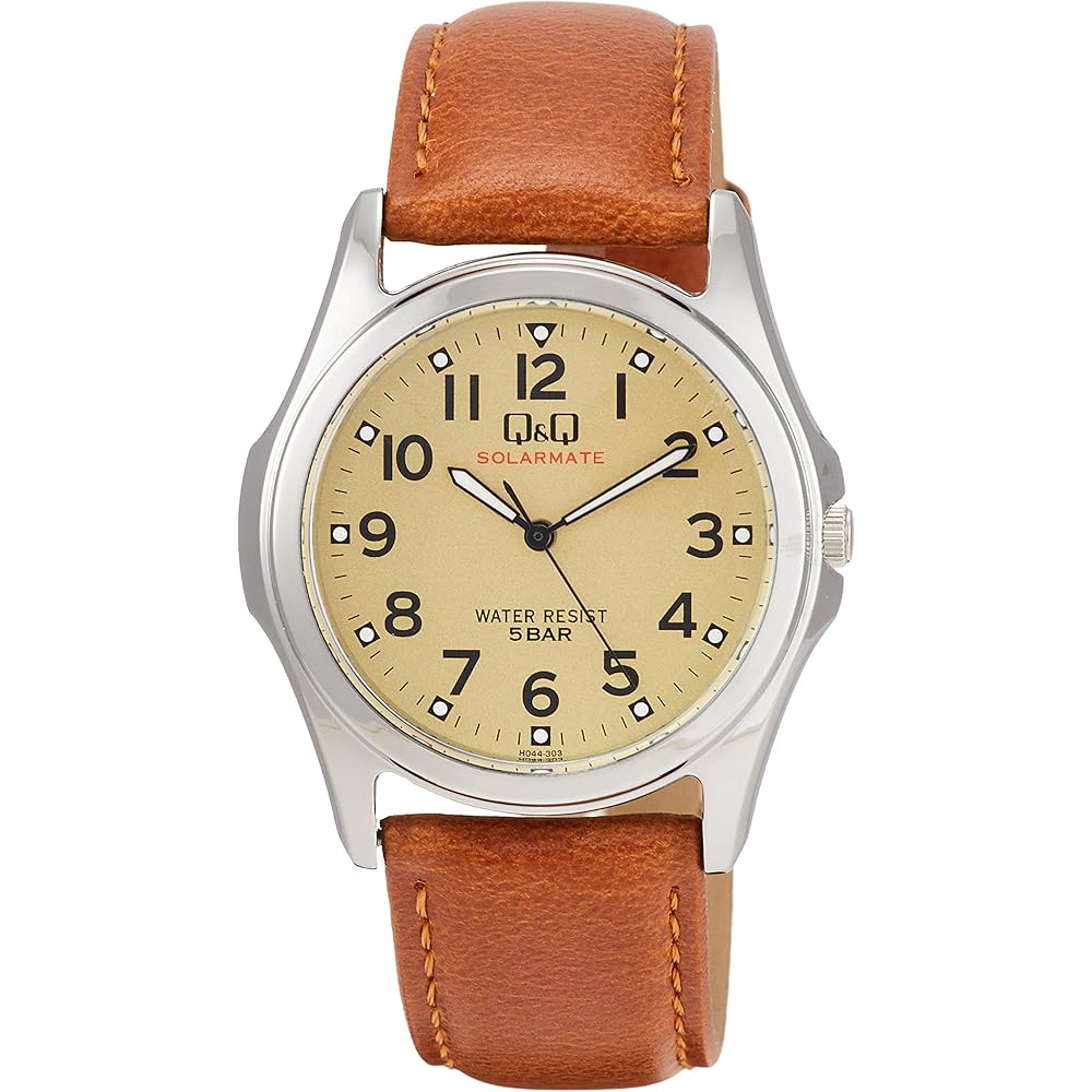 Citizen Q&Q Solar H044-303 Men's Watch Brown Leather Band