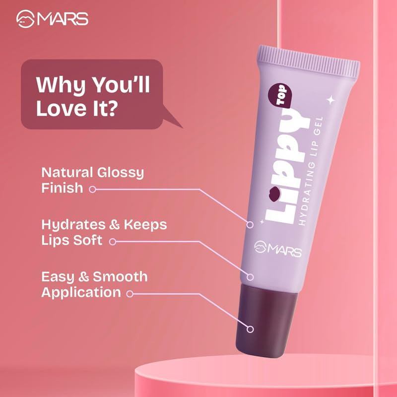 Lippy Top Hydrating Lip Gel | Nourished With Vitamin-E & Shea Butter | Long Lasting Hydration | Glossy Finish (10ml)