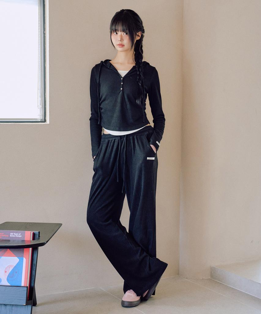 ZEROPLANET Eva Knit Wide Pants [Black]