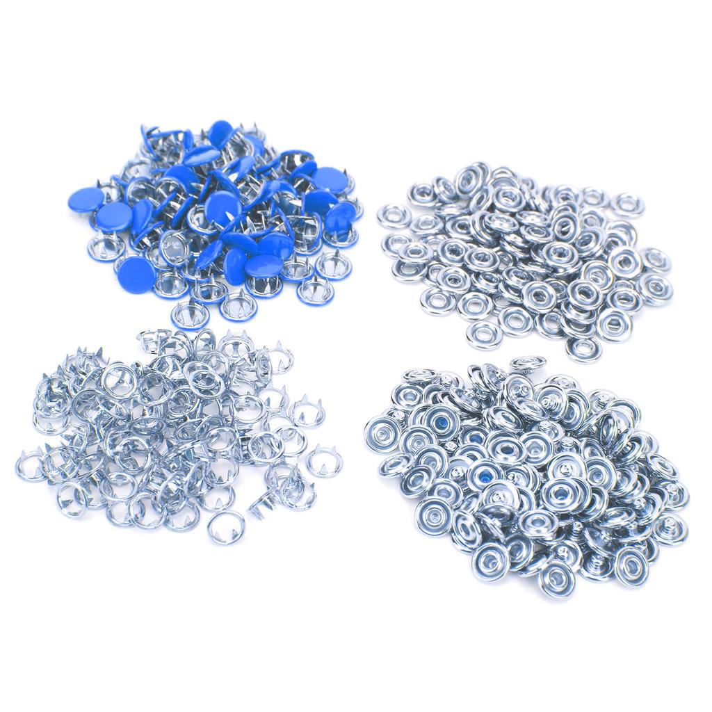 100 Set Snap Button Colorful Brass Prong Press Stud Sewing Fasteners with Installation Tool