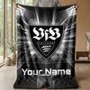 VfB Stuttgart FC Custom Name Text Flannel Blanket Soccer Logo Personalized Fleece Throw Blanket Special Gift For Sofa Bedroom Home