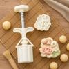 Набор штампов для лунных пряников DIY 50 г с узорами из лотосов и кролика, ручные пластиковые формы-пресс для приготовления праздничной выпечки и семейных десертов