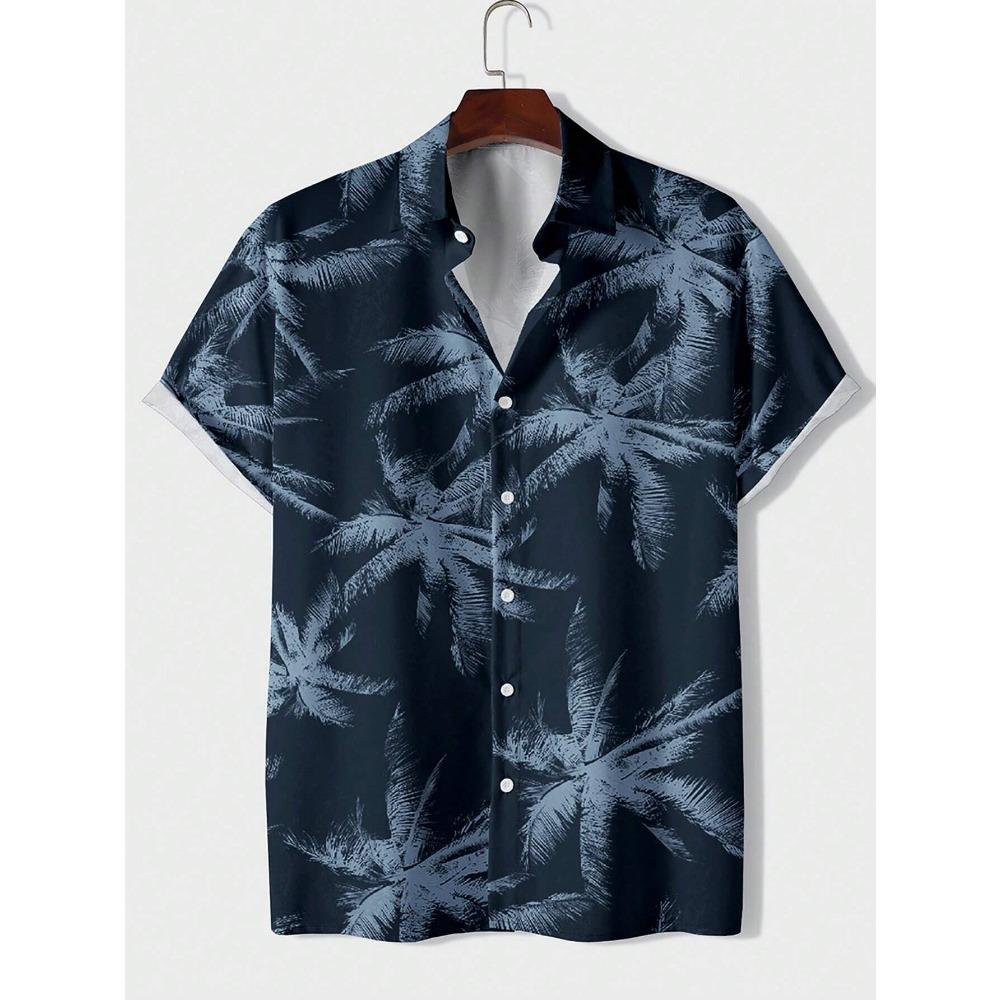 Гавайская мужская рубашка с принтом, изысканная и модная пляжная повседневная рубашка, большая и интересная одежда с ретро-принтом в виде черной туши
