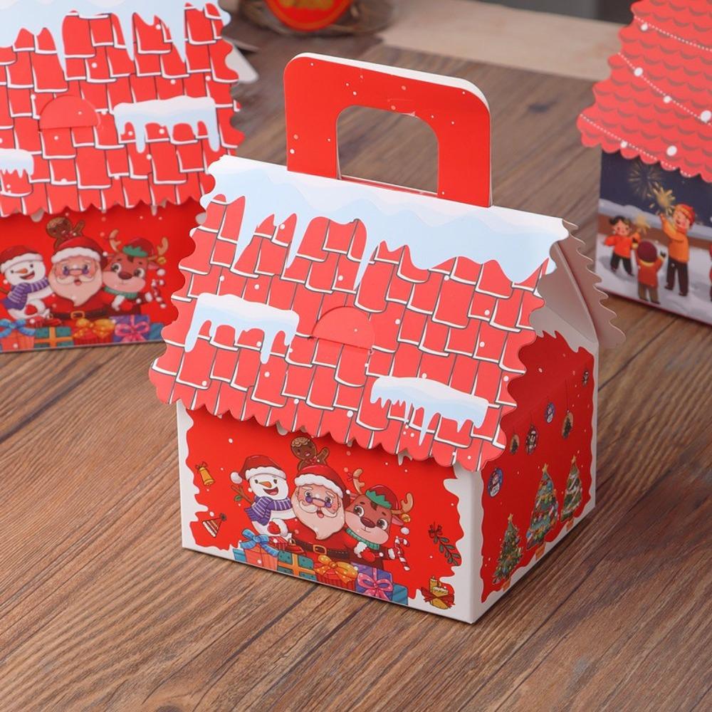 10pcs Christmas Cookie Snack Bag Kraft Paper Packing Box Creative Candy Gift Boxes for Xmas Party