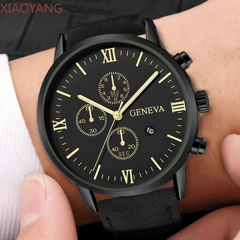 Novo Relógio casual Masculino De Quartzo Com Pulseira De Couro Mostrador