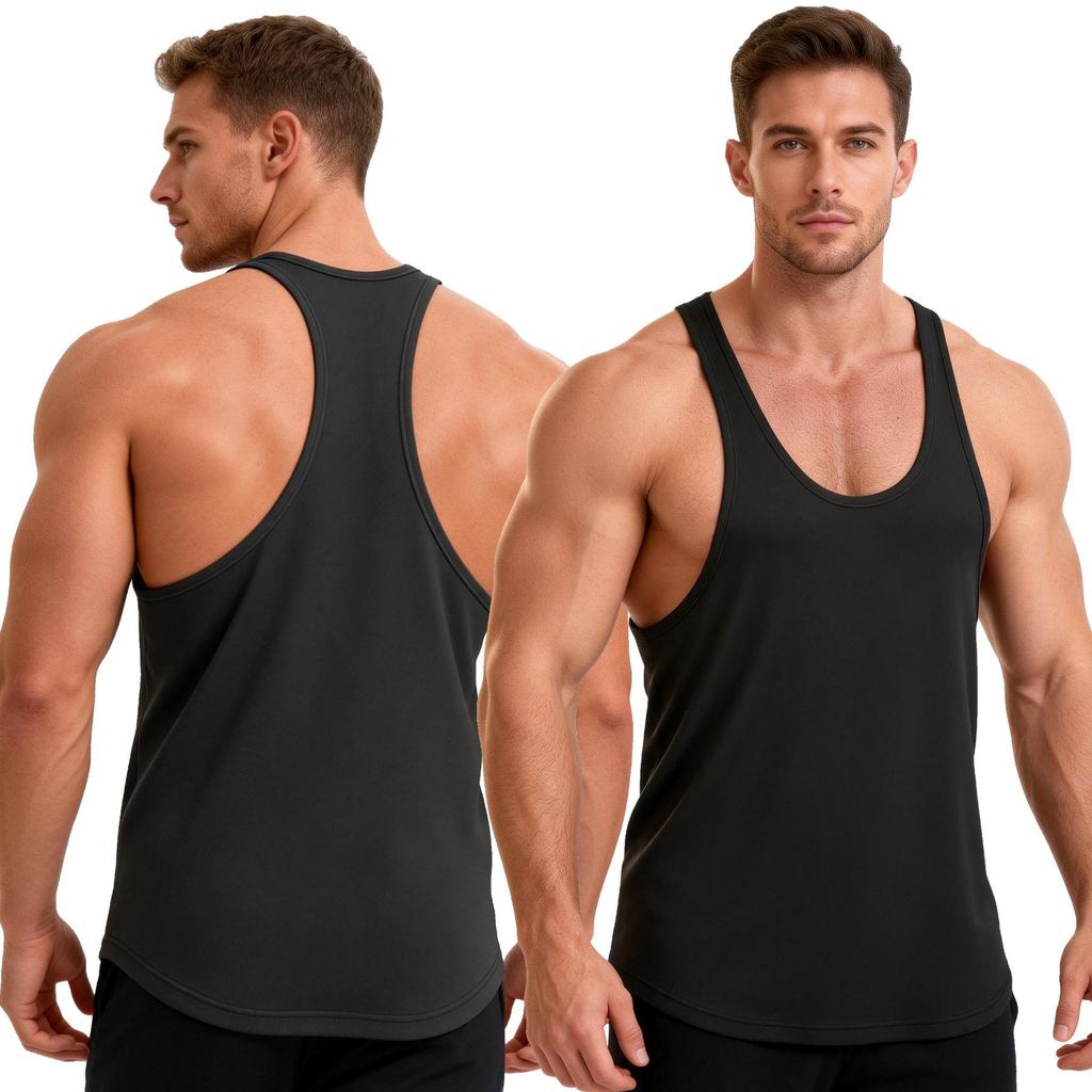 Summer Men's Y-Back Muscle Tank Tops Quick Dry Sleeveless Gym Workout Shirt Bodybuilding Training Fitness Stringer Vest