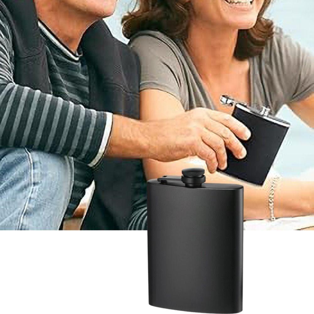 Нержавеющая сталь Фляжка Плоская Бутылка для Виски Посуда Черный Карманный Флакон Туризм