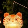 Kindergarten Art Activity Kits Chinese New Year DIY Tiger Head Lantern Kit, Traditional Handheld PP Team Building Creative Projects Craft with