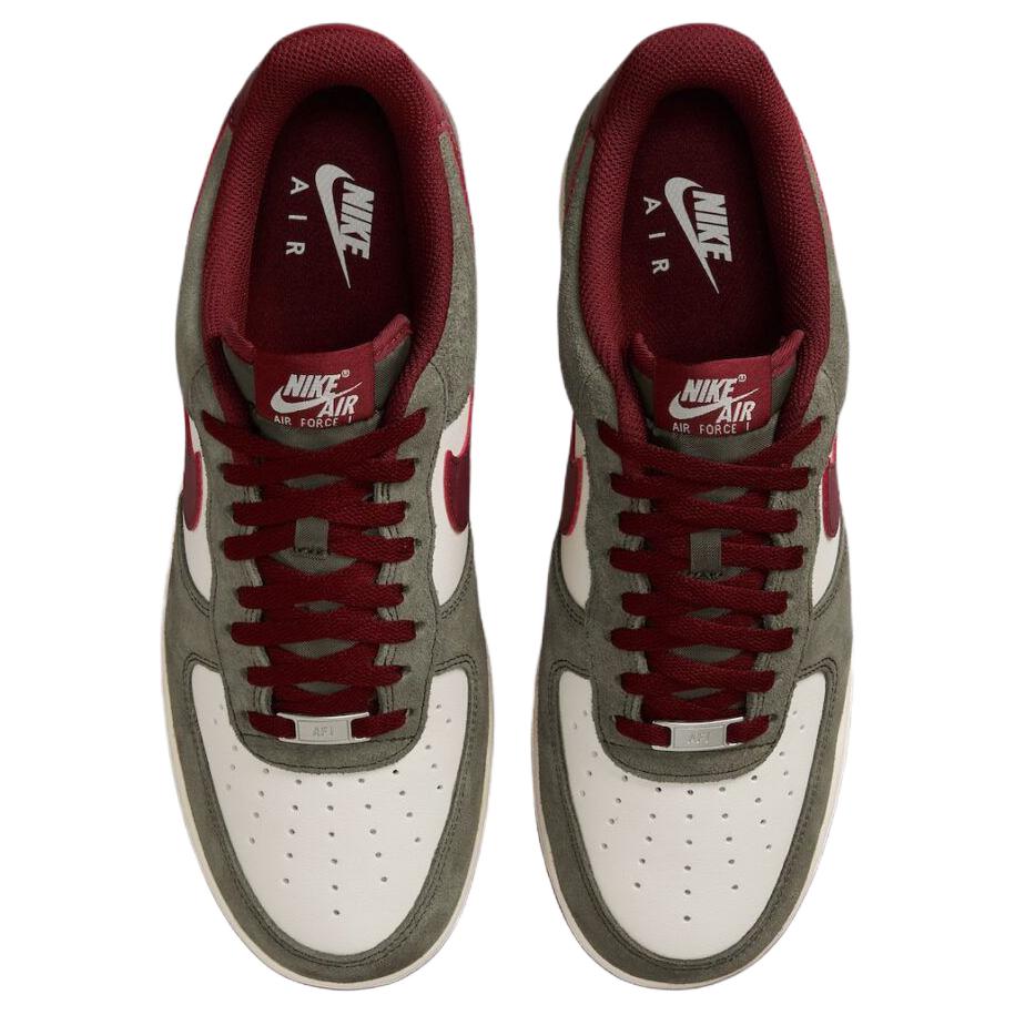 Nike Air Force 1 07 LV8 Cargo Khaki Dark Team Red Unisex Sneakers Grey Pale-Ivory FQ8714-302