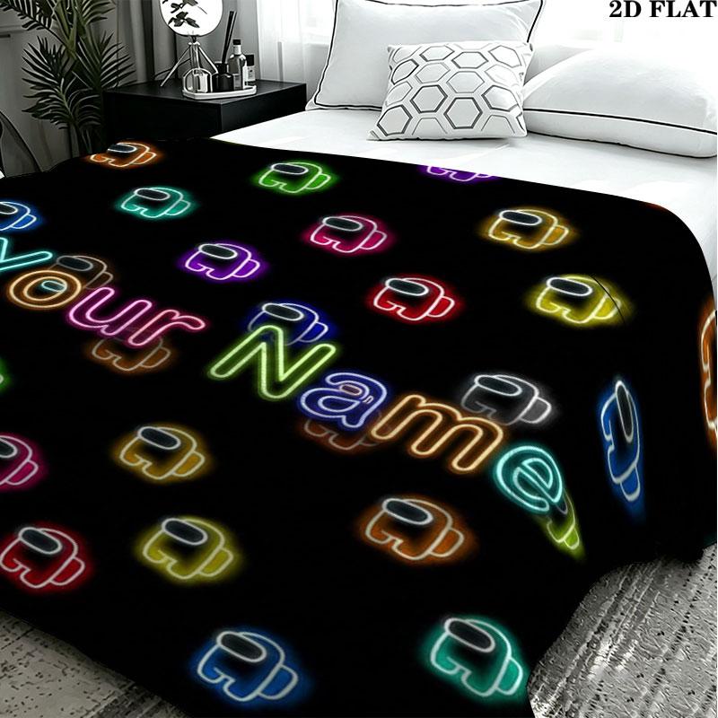 1PC Among Us Custom Name Patterned Flannel Blanket Suitable For All Seasons for Home Decor Warmth and Comfort Gifts Holiday Present