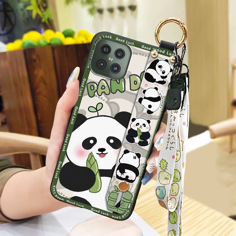 Durable Cute Phone Case For Cubot C30 Wrist Strap Anti-knock Cartoon Anti-dust Fashion Design Kickstand Waterproof Panda