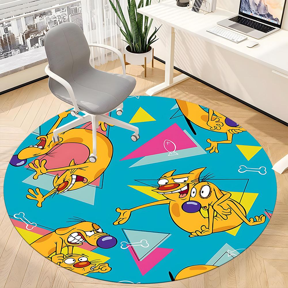 1pc CatDog Office Round Area Rug, Bedroom Living Room Home Decor, Room Deco, Offic a1016081