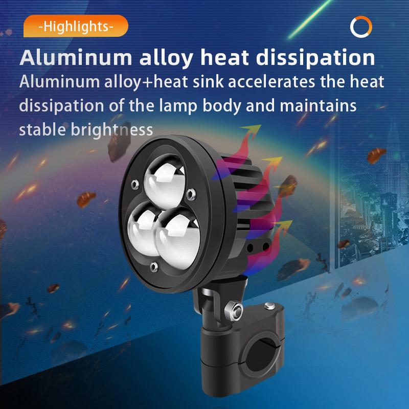 Светодиодные прожекторы для мотоциклов с 3 линзами, лампы налобного фонаря, внешние скутеры, противотуманные фары, линзы проектора, двухцветный рабочий дополнительный точечный светильник