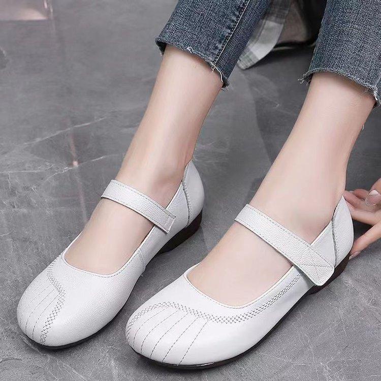 2025 весна новые одиночные туфли говяжьи сухожилия мягкая подошва удобные нескользящие износостойкие плоские подошвы долго стоят не устают люди среднего и пожилого возраста