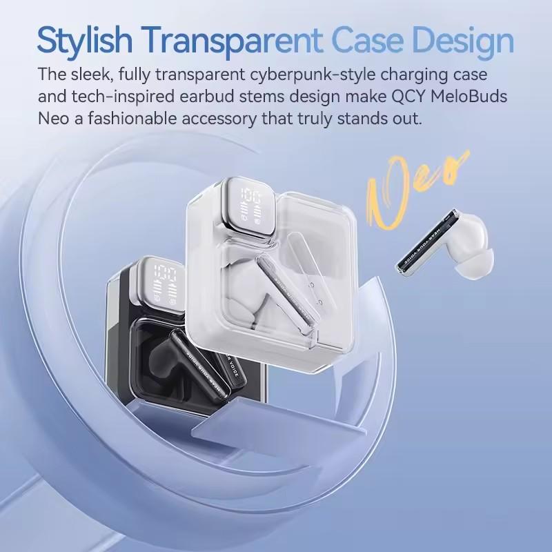 QCY MeloBuds Neo беспроводные наушники Bluetooth 5.3 светодиодный цифровой дисплей прозрачные наушники