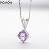 S925 стерлингового серебра 8 * 8 мм сверкающий цитрин кулон дамы натуральный аметист камень подвески ожерелья для женщин свадебные украшения