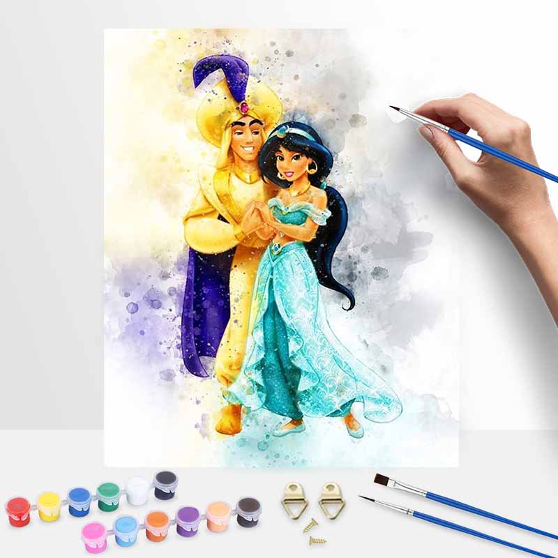 Disney DIY Oil Painting Art Painting Kit Aladdin Princess Home Wall Decor Handmade Gift Special Watercolor Canvas Modern Art Design