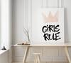Plakat z napisem girls rule różowa korona