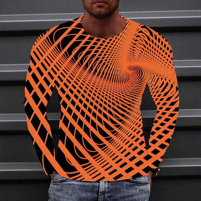 Модные мужские футболки с длинным рукавом и круглым вырезом, креативные футболки с 3D-принтом в стиле спин-графики