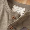 Мужская хаки футболка-henley с коротким рукавом из льна и хлопка