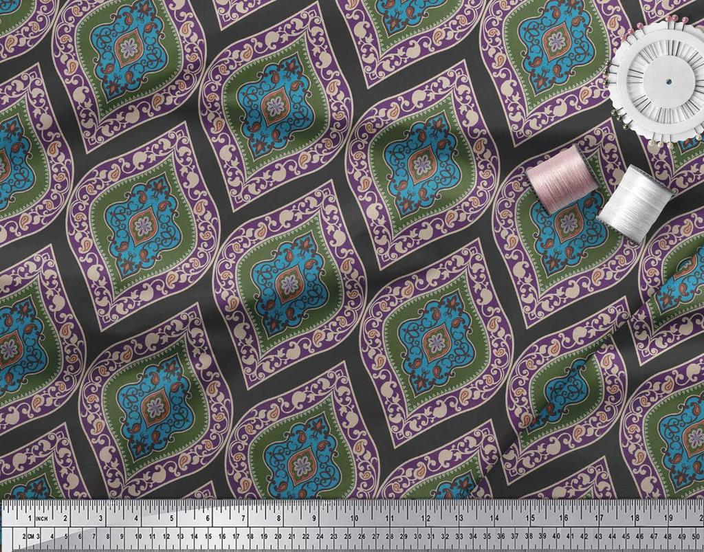 Soimoi Черная полиэфирная креповая ткань Бесшовная ткань с дамасским принтом по метрам 42 дюйма