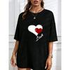 Футболка с круглым вырезом, белая, с принтом «Сердце Любовь», повседневная одежда для женщин, летний наряд