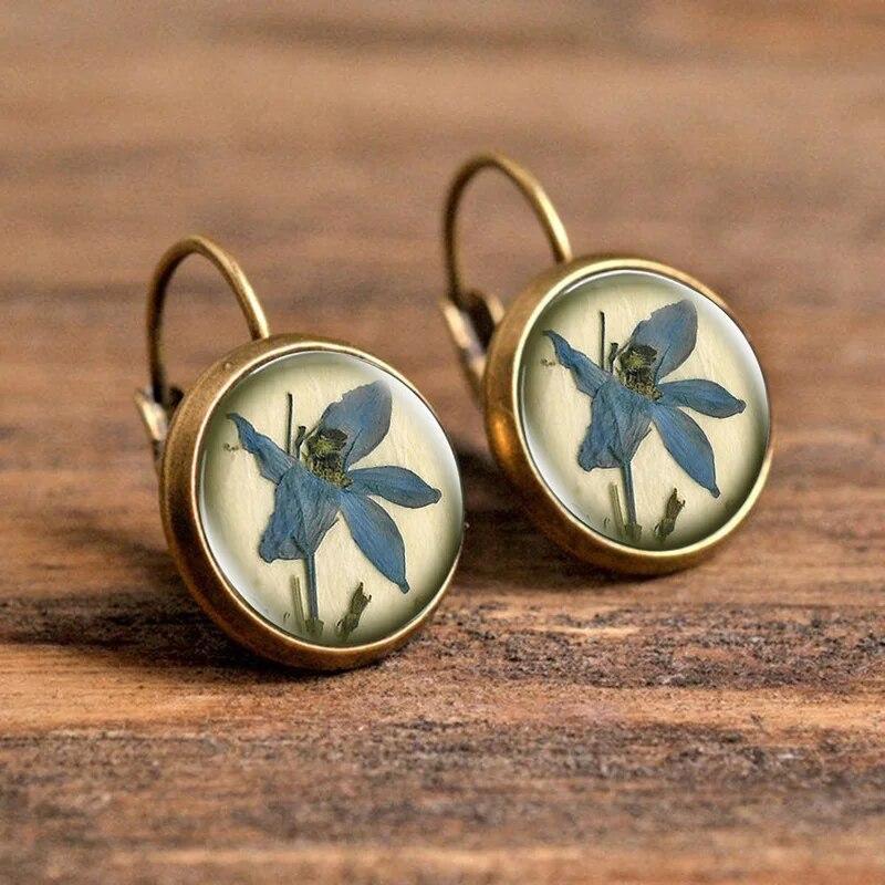 Серьги из стеклянного сплава с цветочным куполом, модные женские подарочные украшения