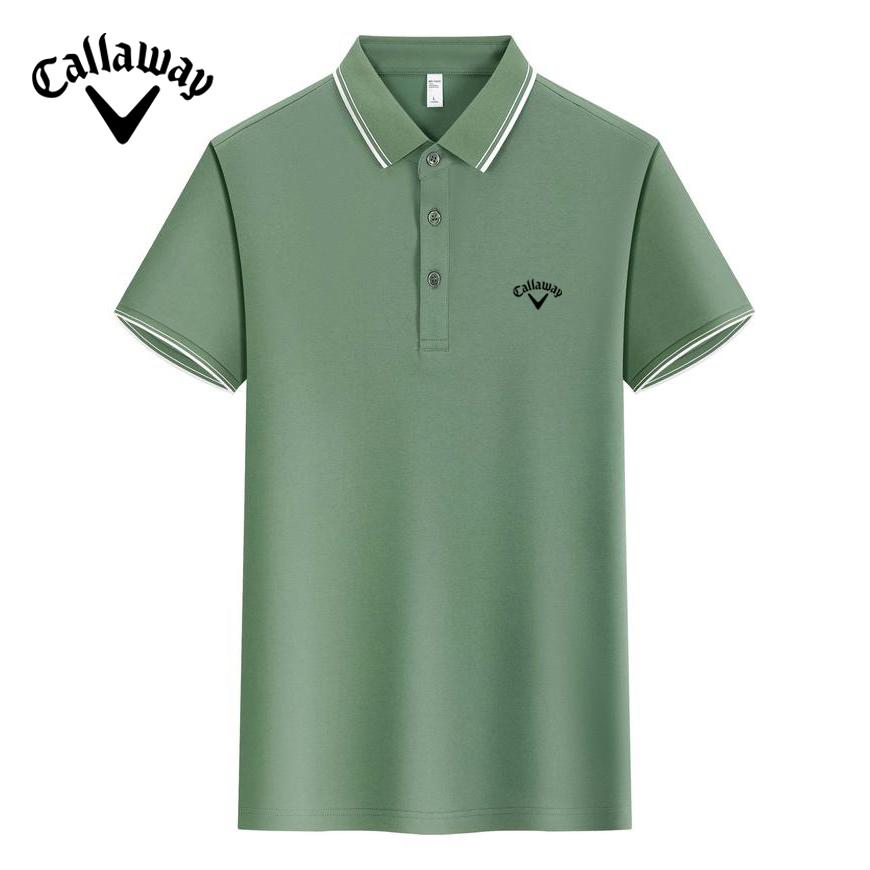Callaway 2025 Летняя мужская и женская вышитая рубашка-поло Ice Skin Plain Solona Cotton с цветным воротником и блоками