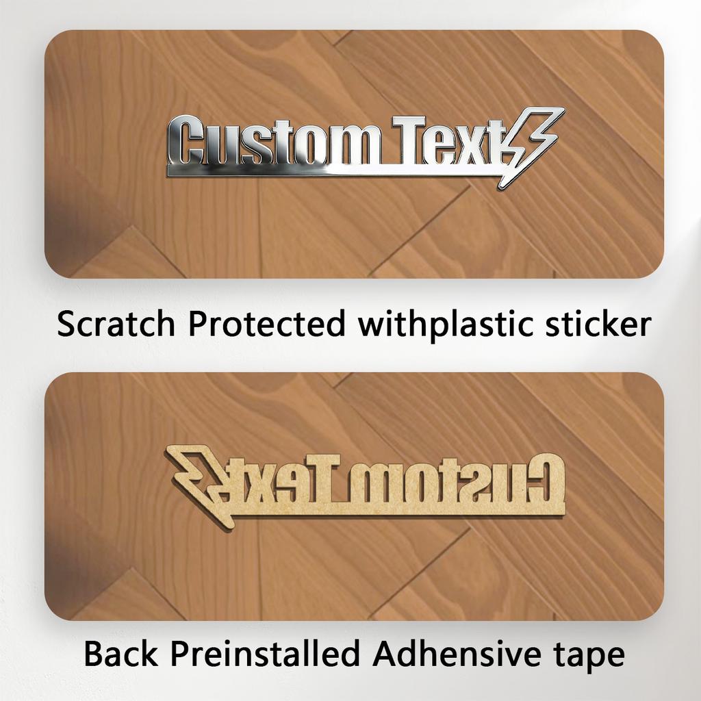 Classic Art Font Trendy Lightning 3D Metal Car Body Sticker Auto Rear Emblem Badge Custom Name Holder Logo Personalized Gifts