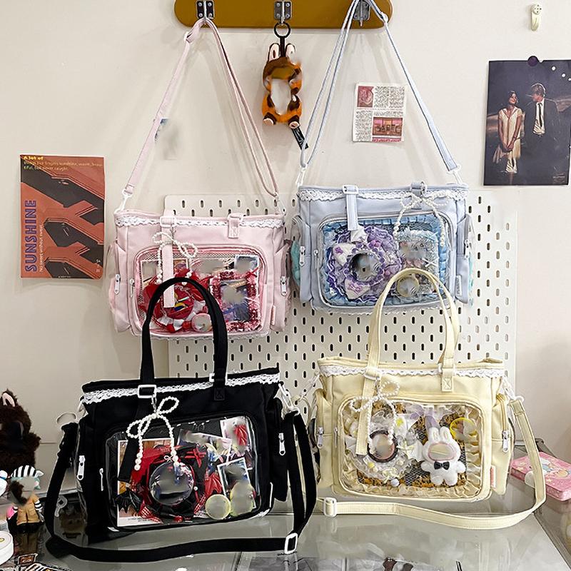 Милая японская сумка ита в стиле Y2K, прозрачная сумка-тоут через плечо, большая вместимость, повседневная сумка кроссбоди, сумки для DIY-дисплея