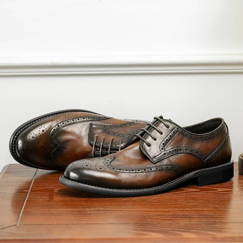 Туфли Desai Business Derby, первый слой, воловья кожа, дышащая, полированная кожа, низкие туфли для повседневного ношения, мужская обувь