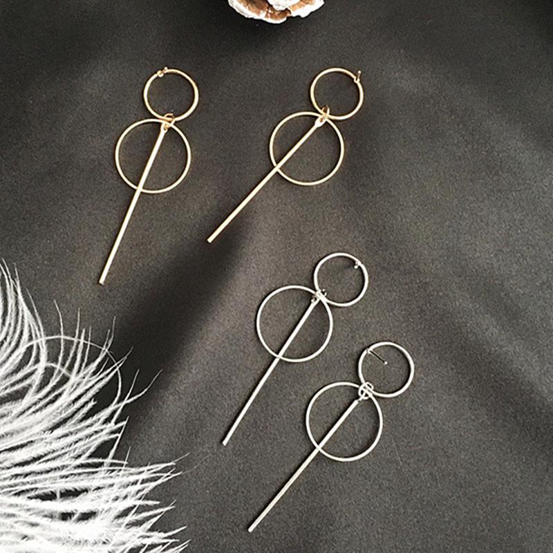 Metal Tassel Earrings for Women Long Circle Dangle Earrings Geometric Round Drop Earrings Brief Jewelry pendientes
