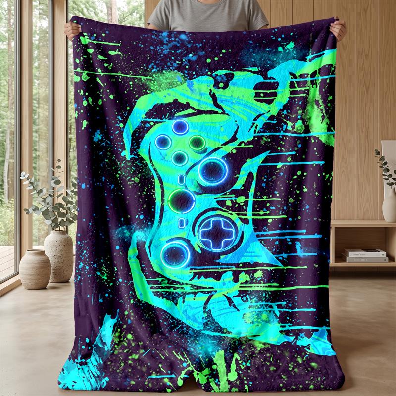 Neon Game Controller Art Theme blanket Lightweight Warm Flannel Blanket Decorative Throw Blanket for Home Decoration