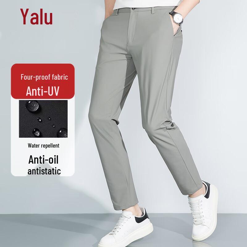 Yalu Men's Ice Silk 4-Proof Straight-Leg Casual Pants