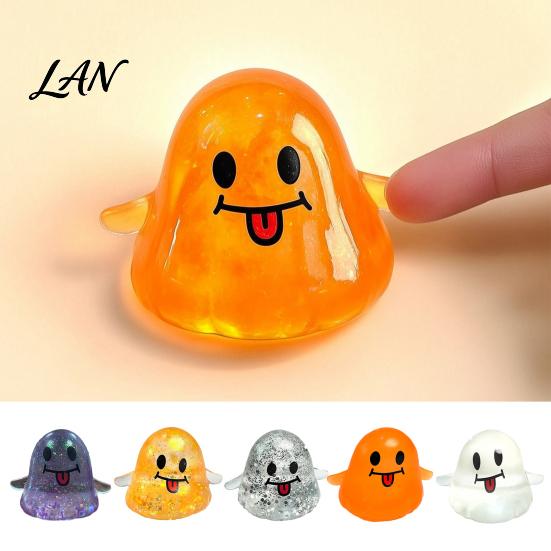 Portable Stress Relievers Halloween Ghost Relief Toy, Soft Spooky Squeeze Sensory Toys Cartoon Party Favors for Adults and Kids Toy