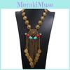 Retro Alloy Geometric Long Necklace With Crystal Drop For Ladies