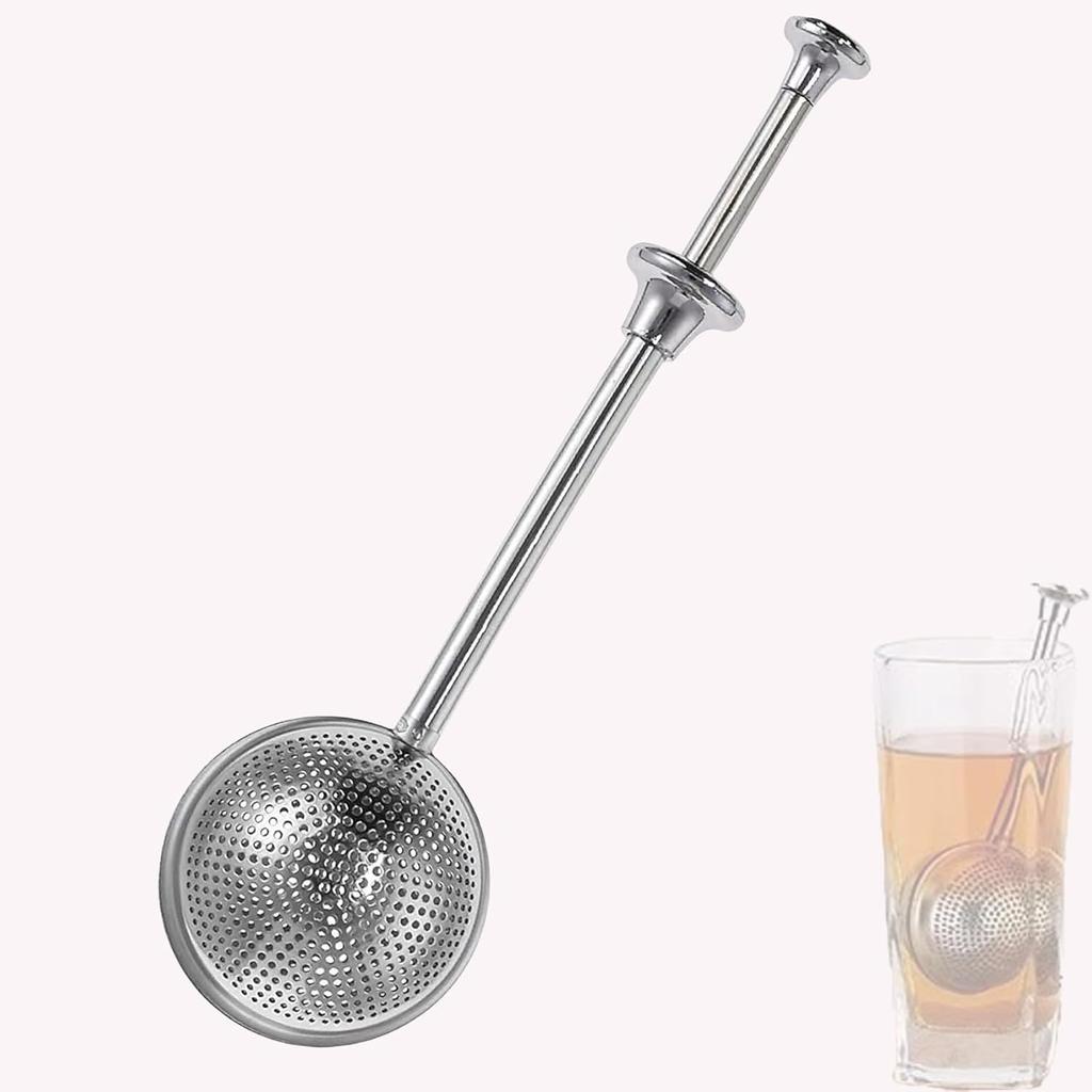 Long Handle Tea Ball, Stainless Steel Tea Infuser for Loose Leaf Tea, Filters with Handle for Cup and Teapot, Reble Fine Mesh Tea Interval Diffuser