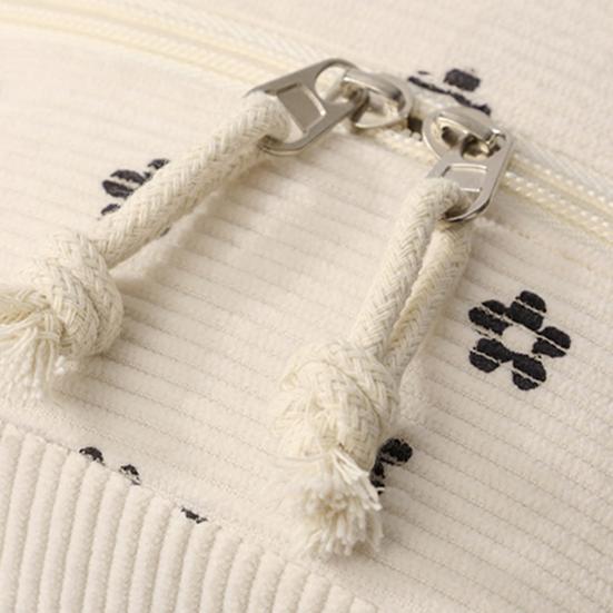 Corduroy Lunch Bag with Handle Waterproof Large Capacity Reusable Insulated Lunch Box Water Bottle Holder with Side Pockets