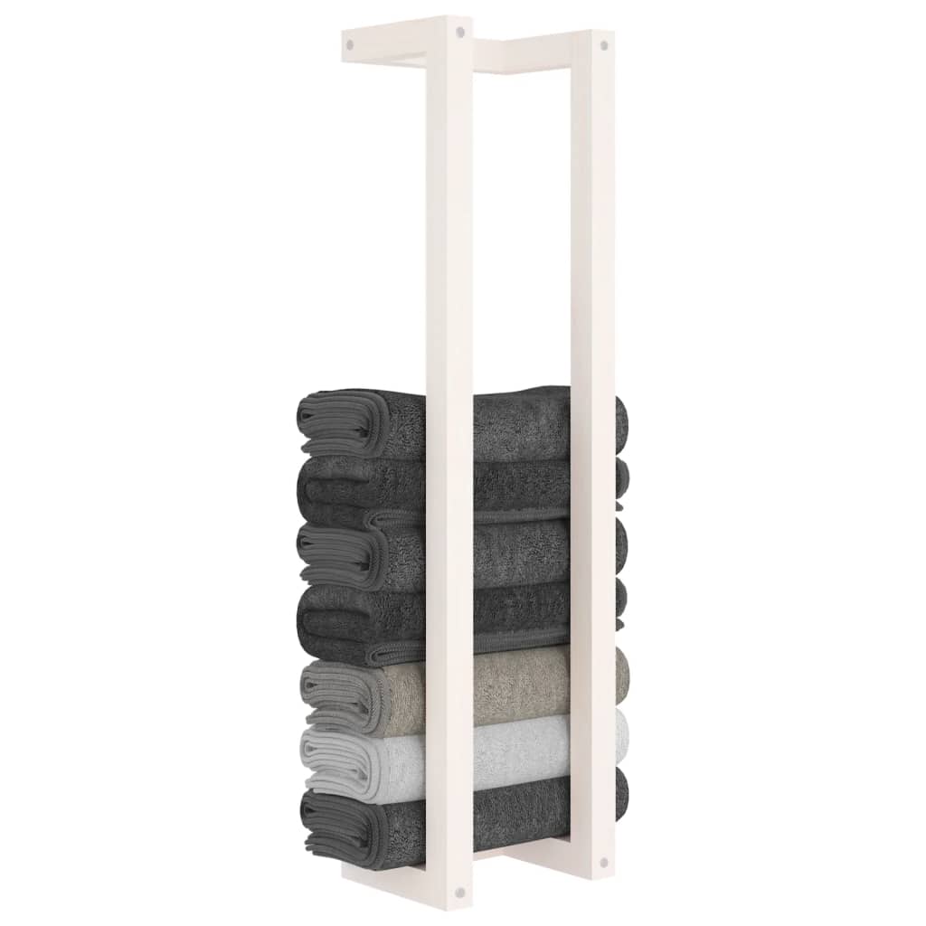 Towel Rack White 23x18x90 cm Solid Pine Wood