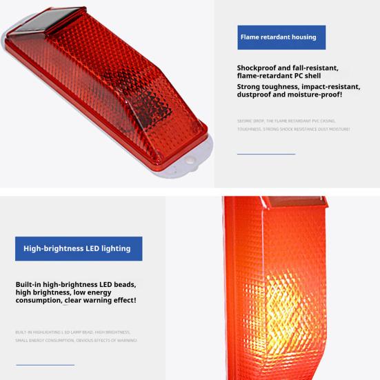 Мигающий предупреждающий стробоскоп безопасности на солнечной батарее Улучшенная видимость Светодиодный мигающий маяк для грузовиков Барьеры